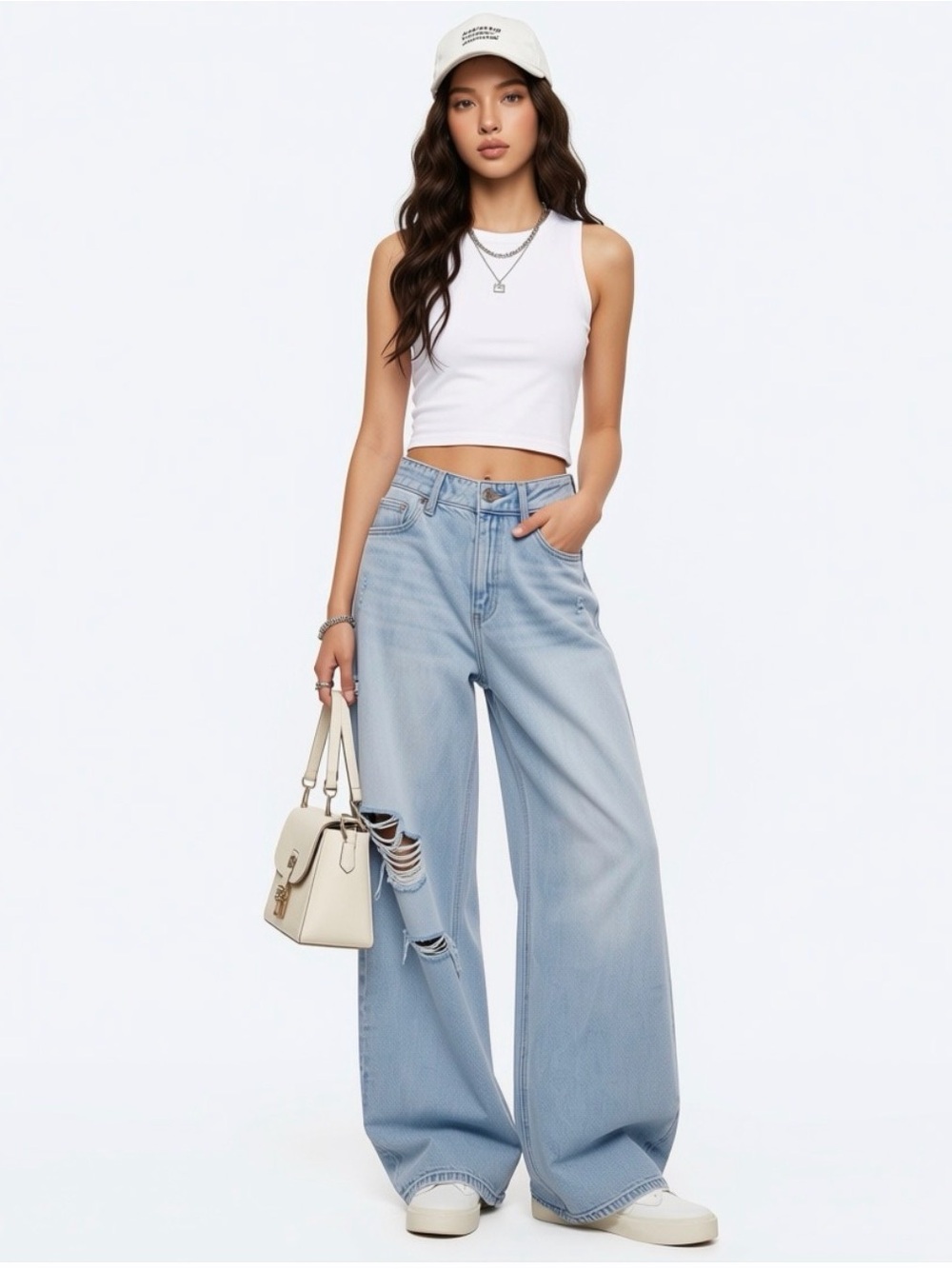 American Eagle Wide Leg Distressed Light Blue Women’s Jeans